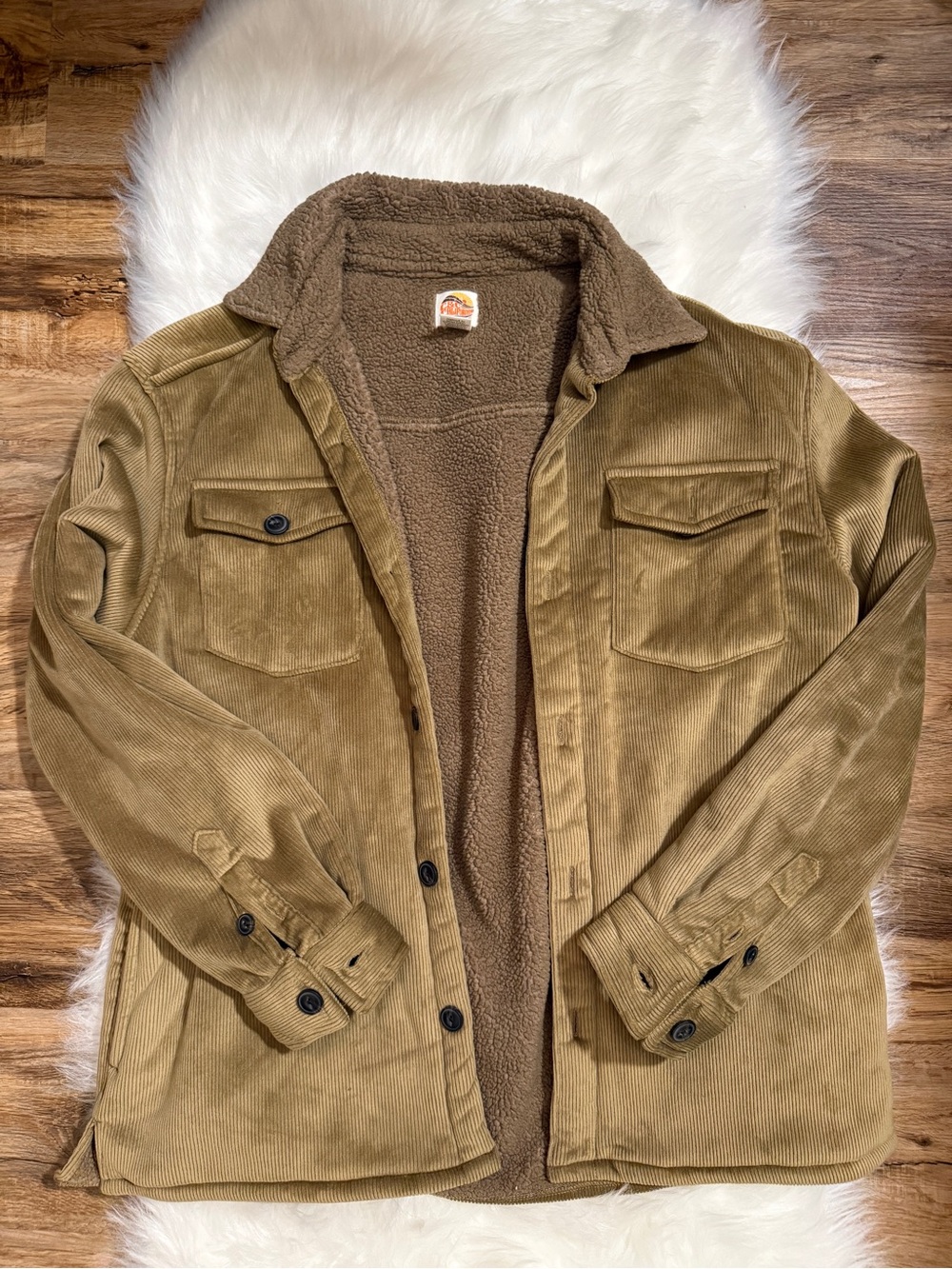 C&B California Tan Corduroy Sherpa Lined Jacket Size L NWOT